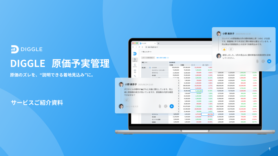 【ダウンロード資料】DIGGLEご紹介資料(原価予実管理)